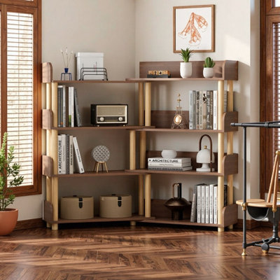 4-Tier Retractable & Rotatable Corner Bookcase – Space-Saving Wall Shelf