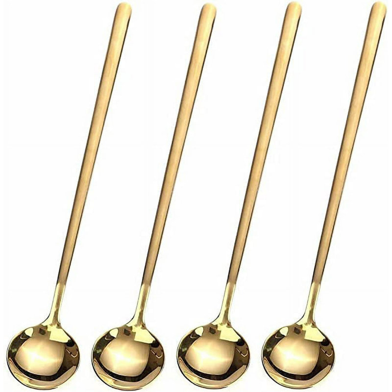 4-piece Gold Stainless Steel Coffee Spoon Set