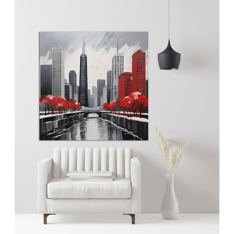 Réflexions de la rivière Chicago, H 36 po x l 36 po