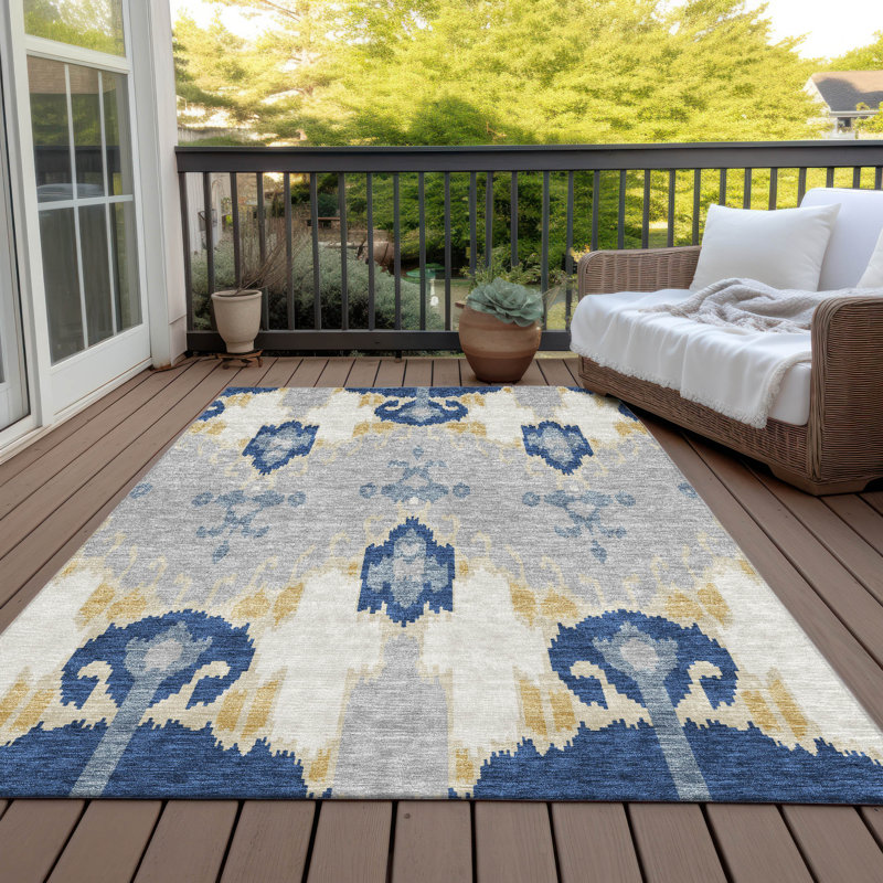 Tapis d'entrée / extérieur antidérapant Caziyah, Rectangle 5 pi x 7 pi 6 po