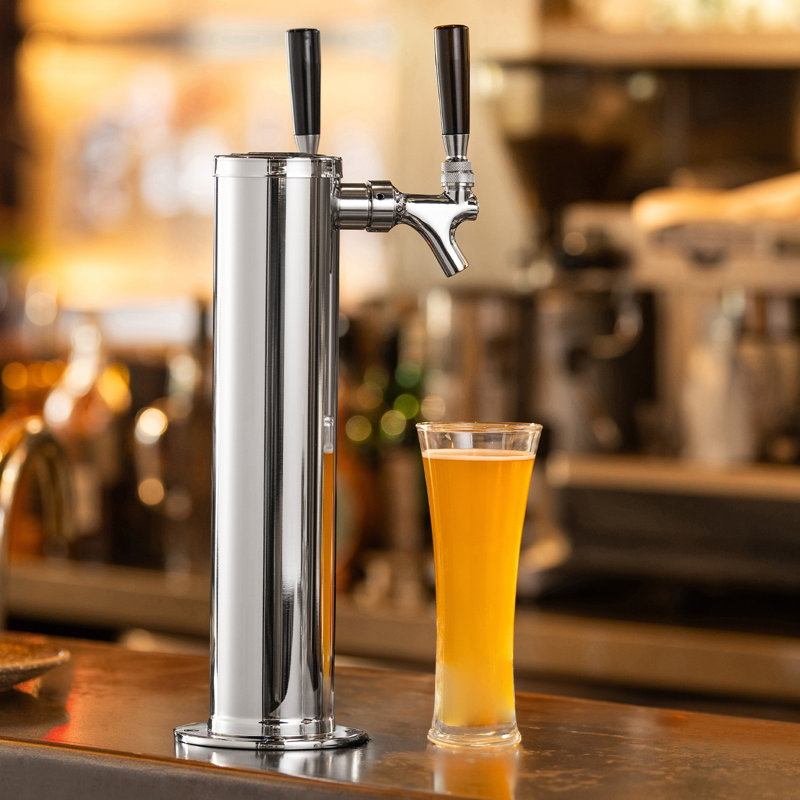 Dual Taps Stainless Steel Beer Dispenser with Chrome-Plated Brass Faucets