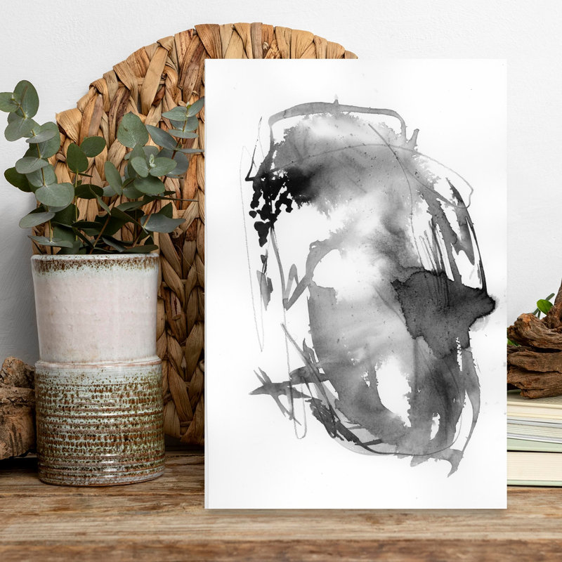 Abstrait noir fluide abstrait, impression d'art contemporain audacieux, 18" H x 12" W