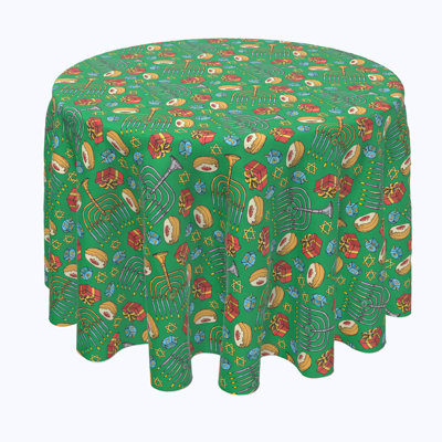 Bodenheim Geometric Round Hanukkah Tablecloth