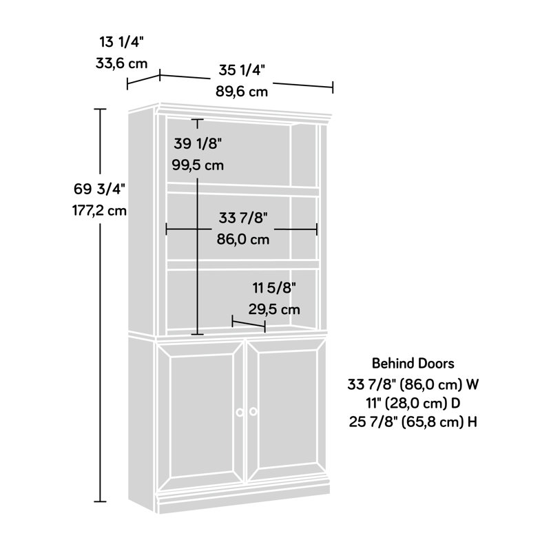 St. Nicholas Standard Bookcase, Estate Black, (3 Shelves) 69.764"H x 35.276"W x 13.228"D