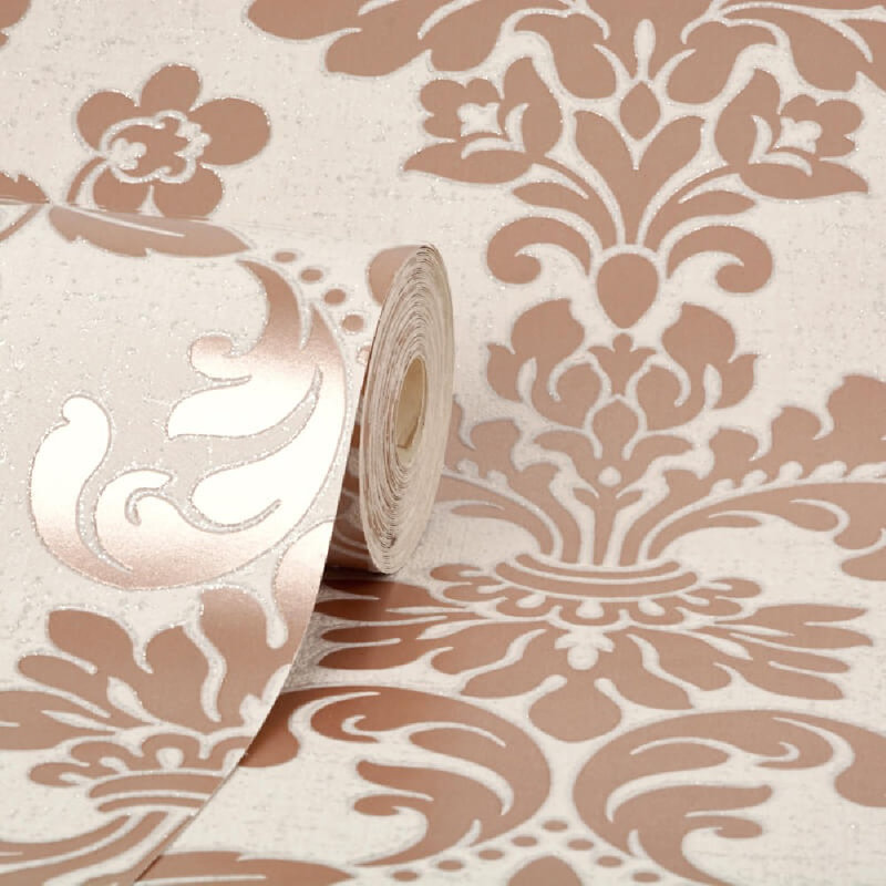 10m x 53cm Semi-Gloss Wallpaper Roll, Rose Gold