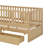 Full Size Wood Daybed With Fence Guardrails And 2 Drawers, Split Into Independent Floor Bed And Daybed-1617467090