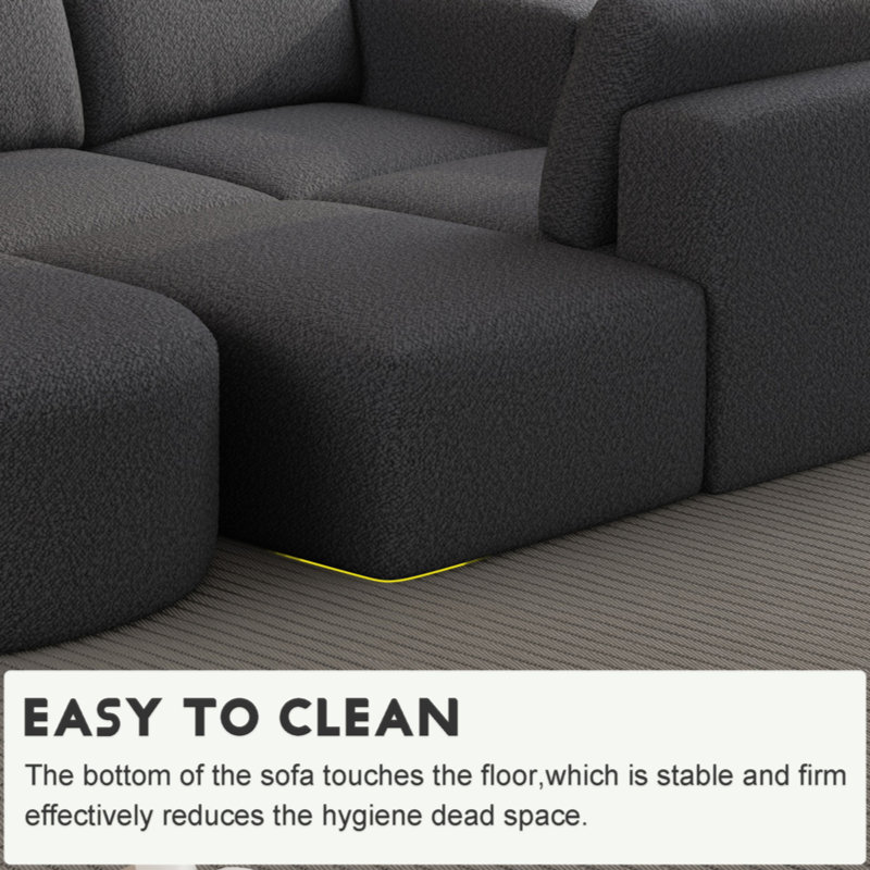 104.32*70.86 Modular Sectional Sofa Sleeper Couch, Sectional Sofa With Chaise And Ottoman, Convertible U Shaped Modular Sofa Set. Compressed Sponge (Combo A+B+C+D)
