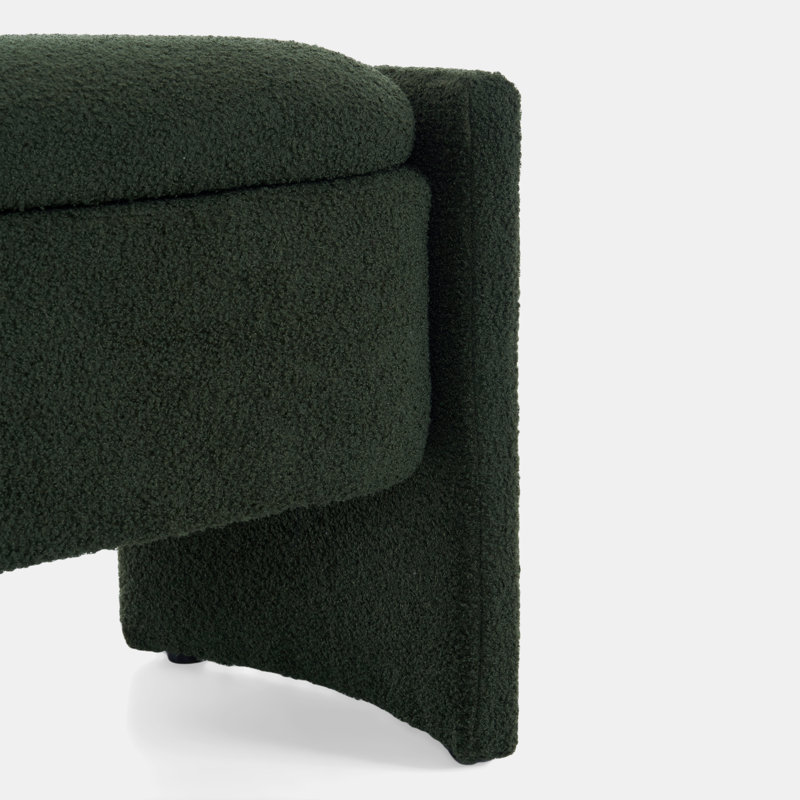 Simple Long shaped Ottoman Bench, Dark Green