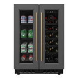 KoolMore Reserve 24 in. French Door Dual Zone Panel Ready Under-Counter Cooler with Shelves