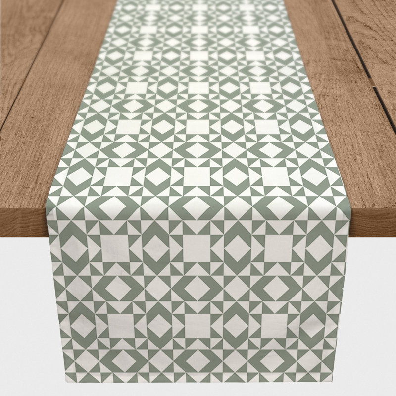 Geometric Table Runner, 90" x 16", Green