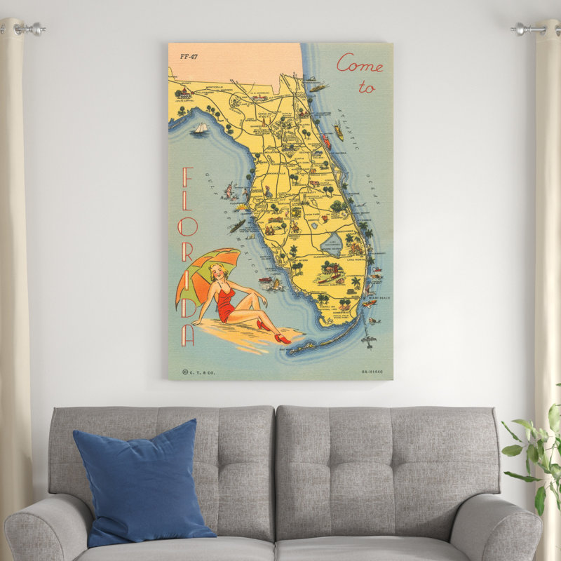 Impression sur toile tendue «Florida Post card VI» par Wild Apple Portfolio, H 48 po x l 32 po