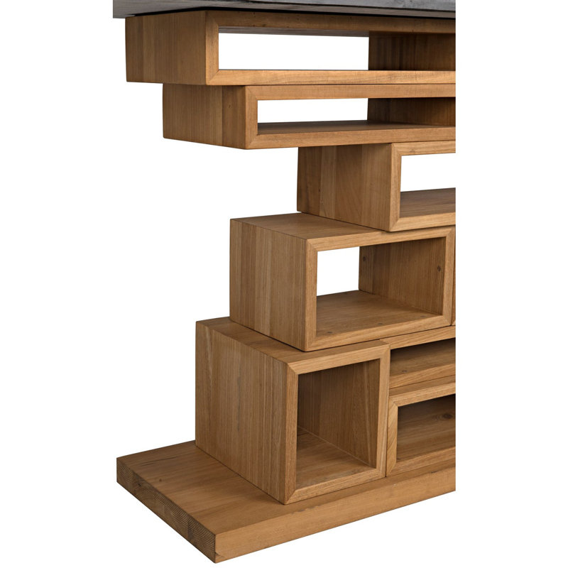 Balin 68'' Walnut Console Table with Black Marble Top