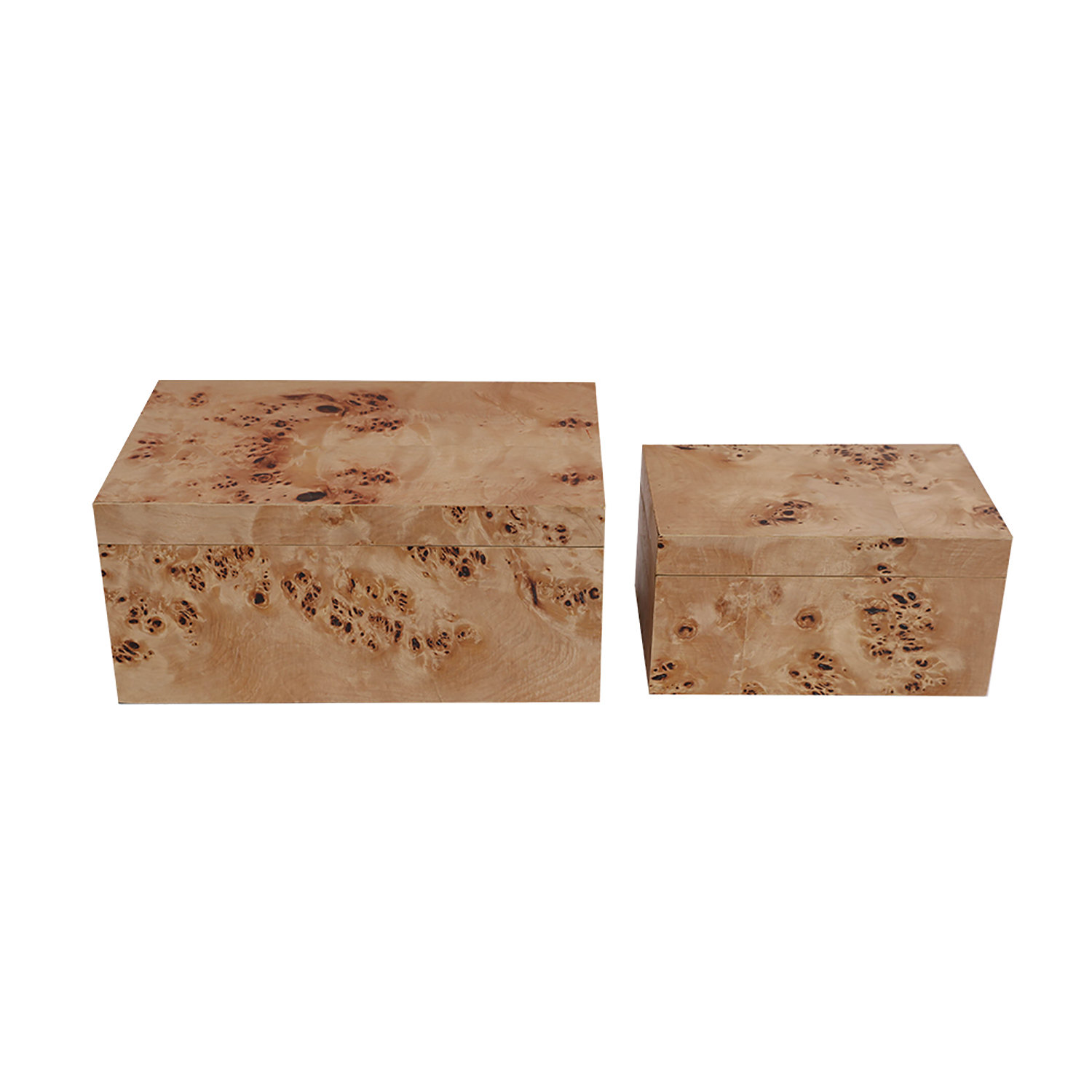 Latitude Run® Burl Wood Storage Boxes - Brown - Set of 2 | Wayfair