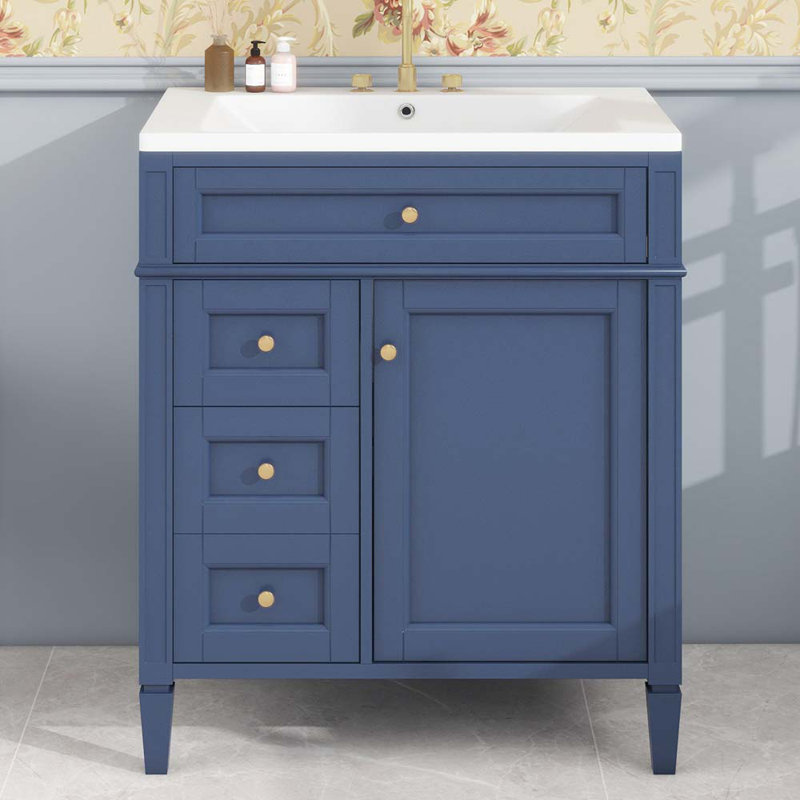 Meuble-lavabo simple 30,11 avec comptoir, Bleu