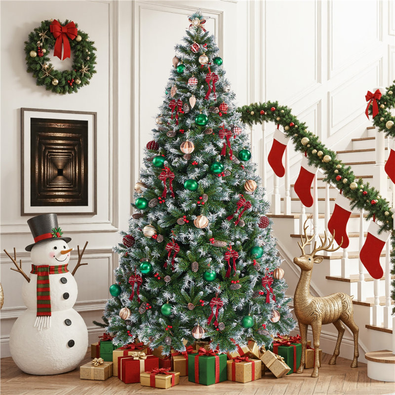Lighted Artificial Fir Christmas Tree, 7 ft