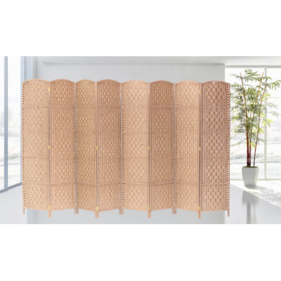 Andreu Folding Room Divider Screen Bamboo Woven Insert 71" High