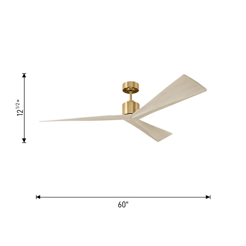 Visual Comfort Fan Adler 60 Indoor Ceiling Fan with Natural Honey ABS blades and Handheld Remote, Burnished Brass