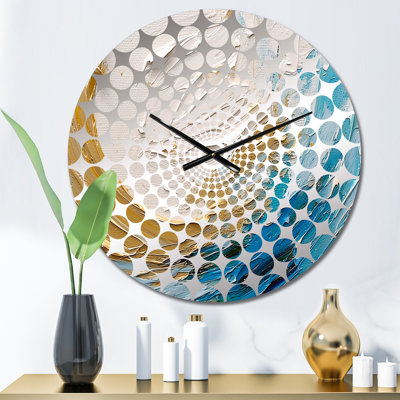 Gold And Turquoise Spiral Nebula - Abstract Spirals Wall Clock