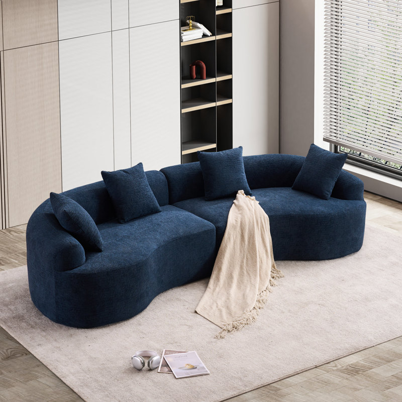 Boneless Luxurious Sofa for Living Room with Plush Cushions and Stylish Design, Antique Blue