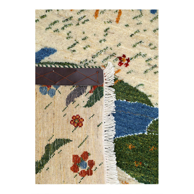 Ivory Hand Knotted Persian gabbeh Rug 2'X 3'1"