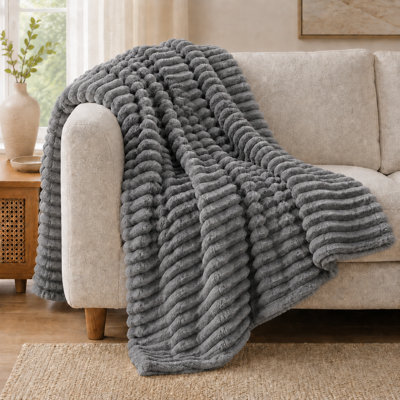Jeté en molleton côtelé sculpté 50 po x 60 po, jeté décoratif moelleux 1,5 lb, douillet douillet pour la détente intérieure et la décoration intérieure