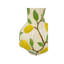 Vase rond en céramique blanche de 9 x 9 x 13,5 pouces avec des accents jaune citron éclatants-507197396