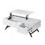 Table basse Throm blanche avec faux grain de marbre et plateau relevable