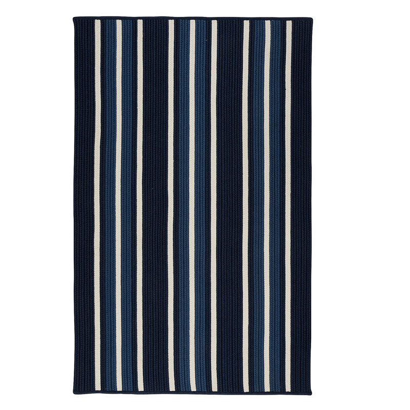 Tapis bleu marine tressé à la main Madalynn Pier, Rectangle 2 pi x 3 pi