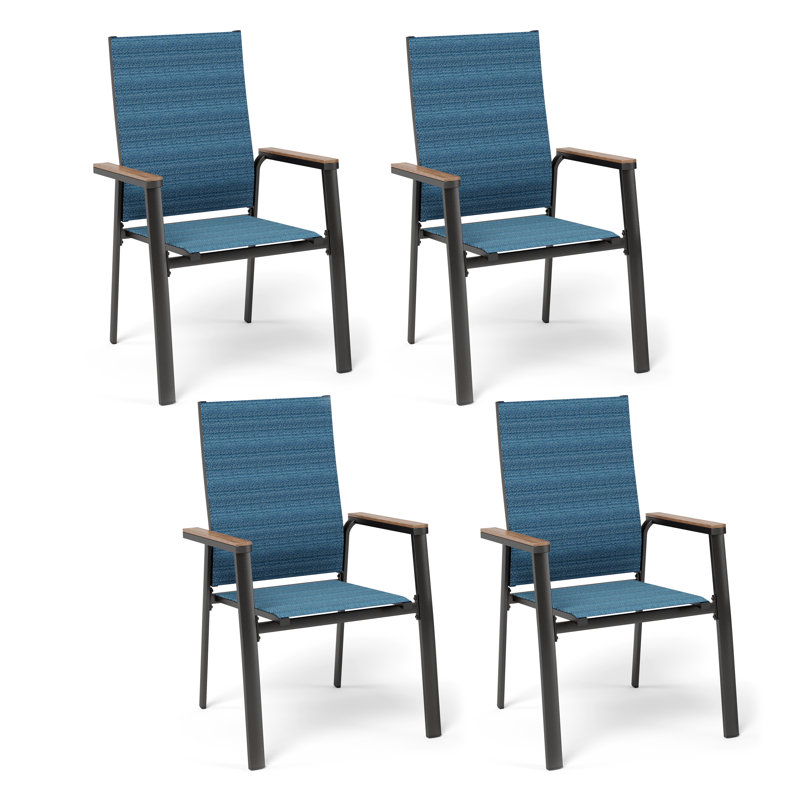 Outdoor Patio Dining Armchair, Blue, 4