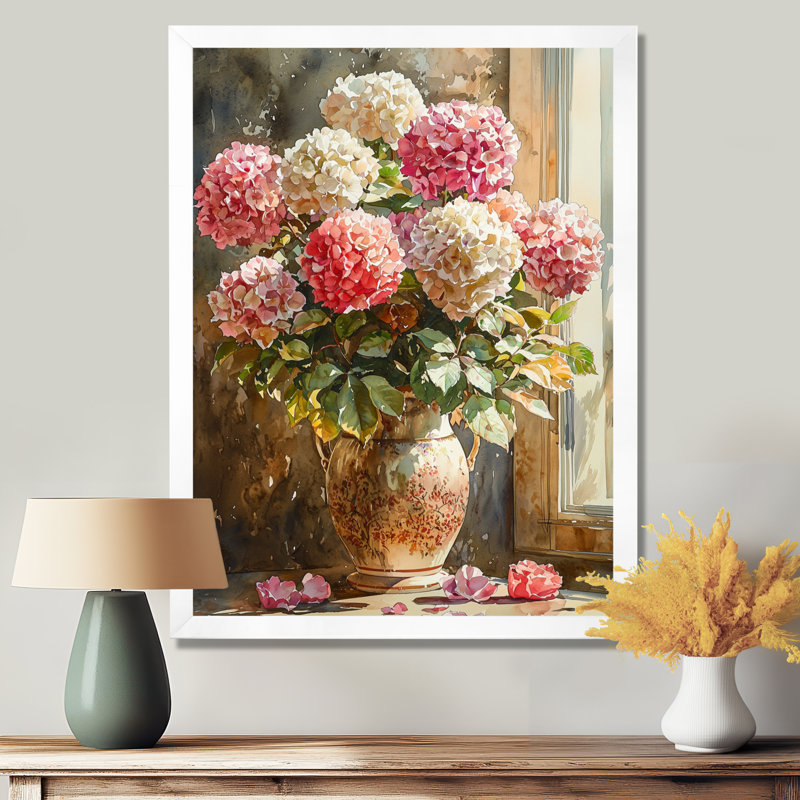 Cunningham - salon d'art mural floral, H 44 po x l 34 po, Reproduction encadrée d'une seule photo, Blanc