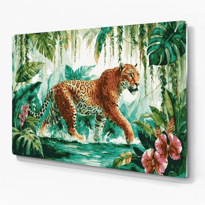 «Big Cats Amazon Jaguar», art mural en métal vert