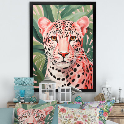 Vert et rose léopard, élégance tropicale V - impressions sur toile léopard