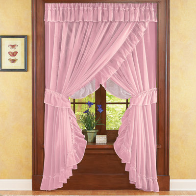 Ducharme Ruffled Solid Sheer Tab Top Curtain Panels