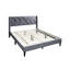 Lit double avec revêtement en velours gris élégant, tête de lit de style moderne, pas de sommier tapissier contemporain avec motif géométrique idéal pour la détente dans la chambre à coucher