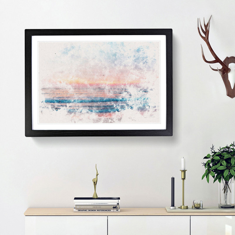 Sundown in Sri Lanka - Picture Frame Graphic Art Print, 62cm H x 87cm W x 2cm D, Black Framed