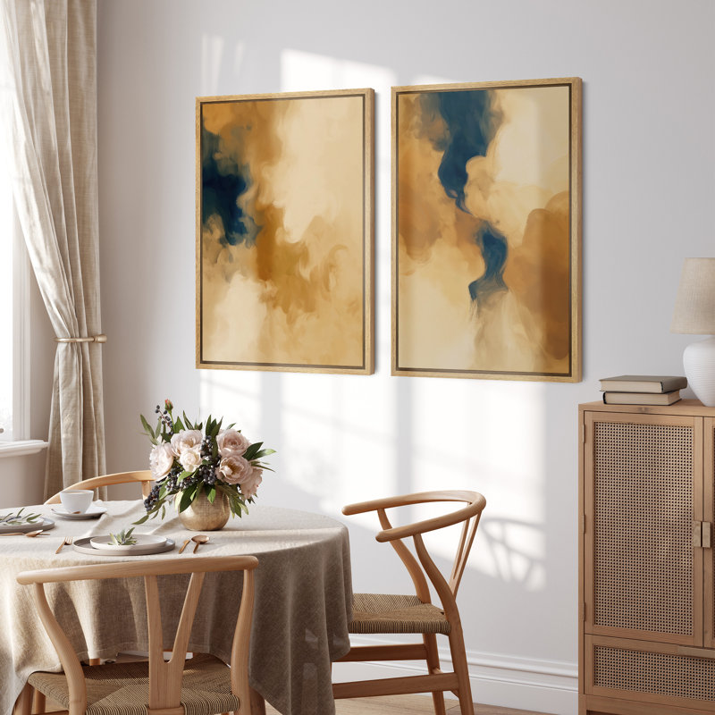 Coups de peinture abstraits et modernes, H 24 po x l 32 po, Encadré naturel