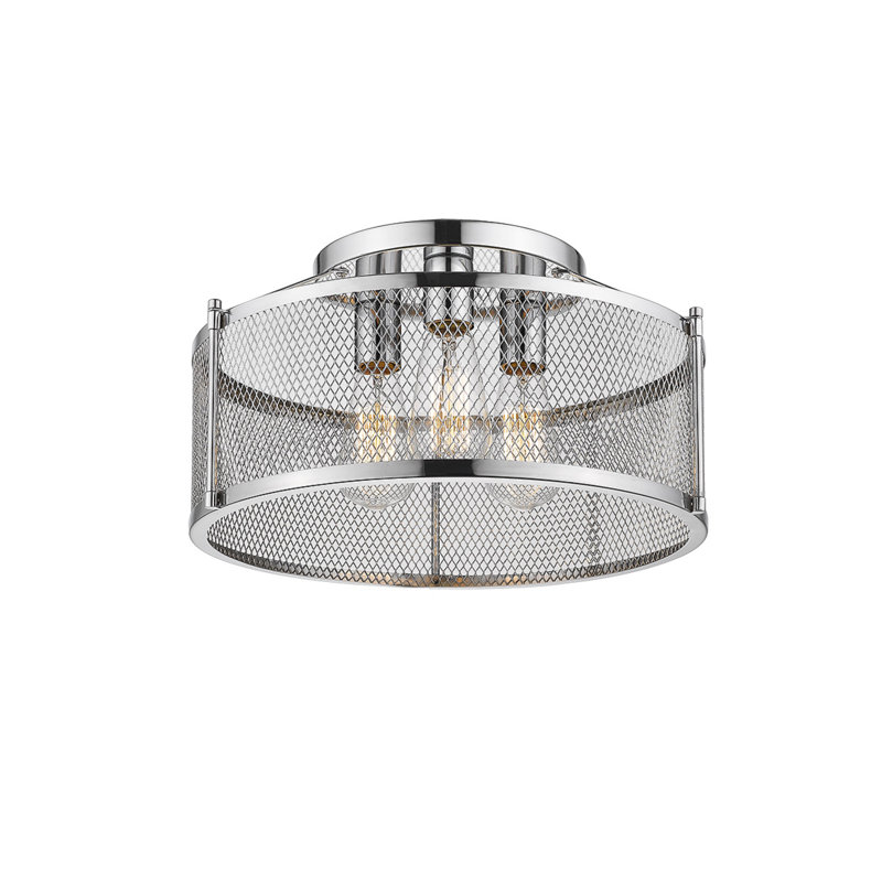 Plafonnier semi-encastré 3 lumières 16 po Madelyn, Argent