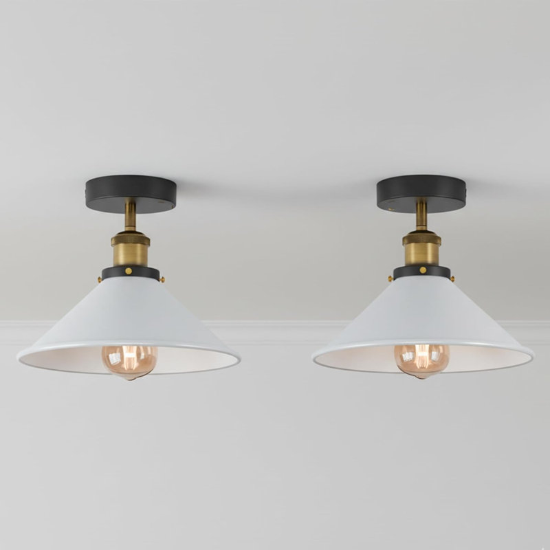 Semi Flush Mount, Black, White