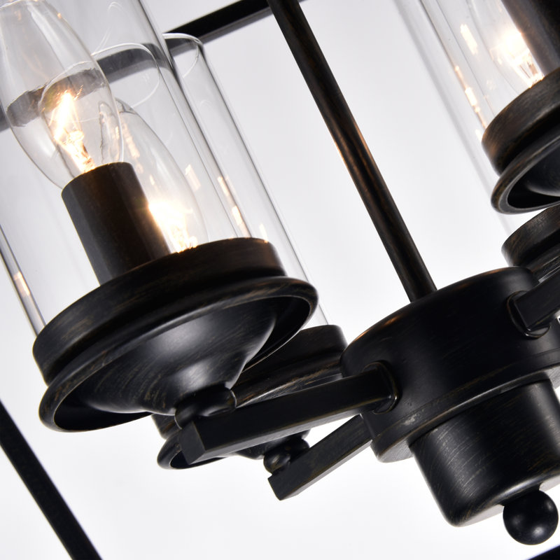 Lustre géométrique à 4 lumières Semayah, Noir brossé