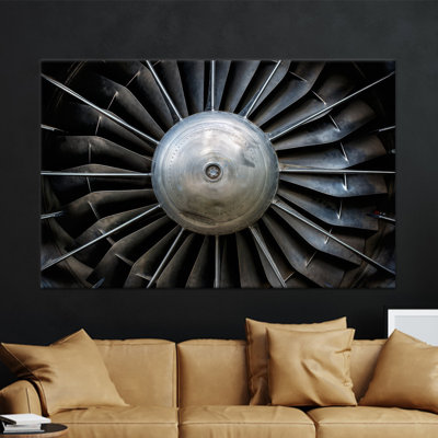 Avion Turbine Art: Toile imprimée pour décor moderne, 1P GoldFramed