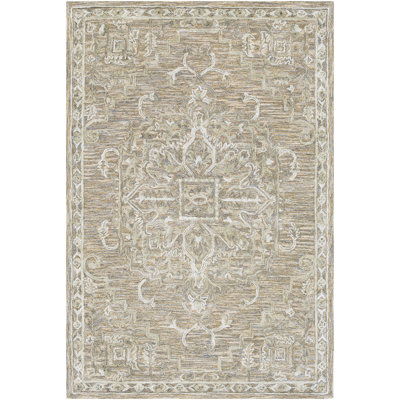 Tapis oriental en laine touffeté à la main brun / viscose / bleu / sauge Cait
