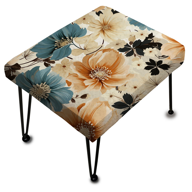 Coastal Tranquil Florals Collage Unveile - Repose-pieds rectangulaire floral