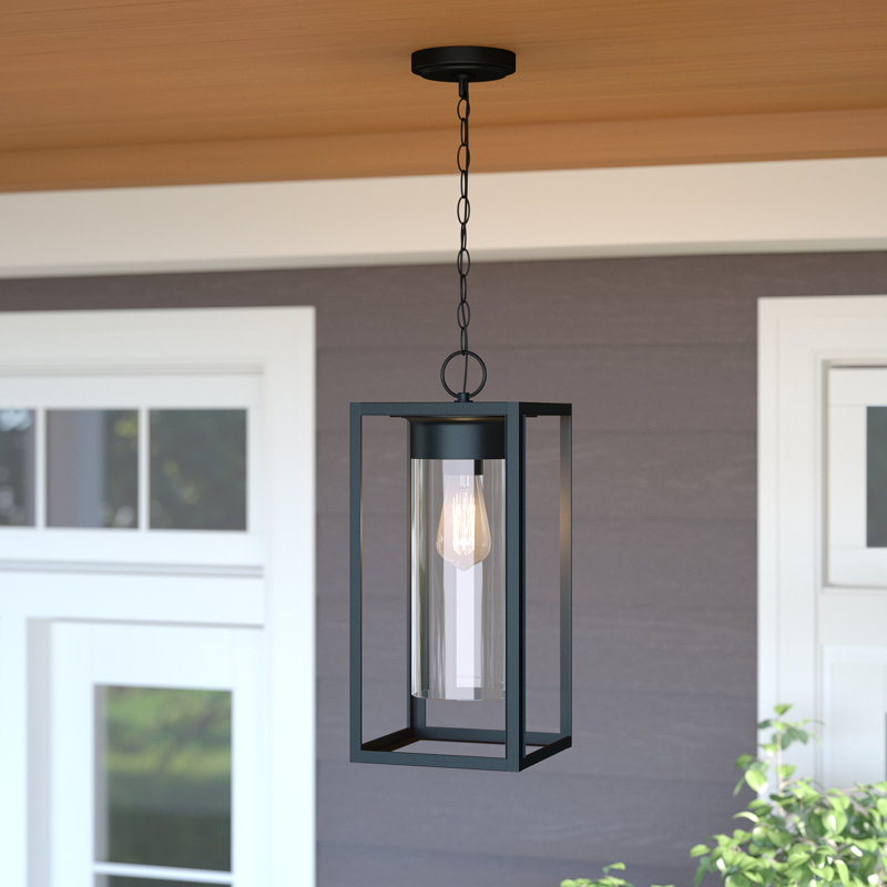 Lanterne suspendue d'extérieur 1 lumière H 17,6 po Adelina, Noir mat