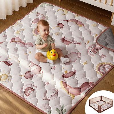 Baby Play Mats For Floor, 50X50 Playpen Mat, Thicker Foam One-Piece Crawling Mat For Babies, Toddlers & Infants, Anti-Slip Activity Playmat