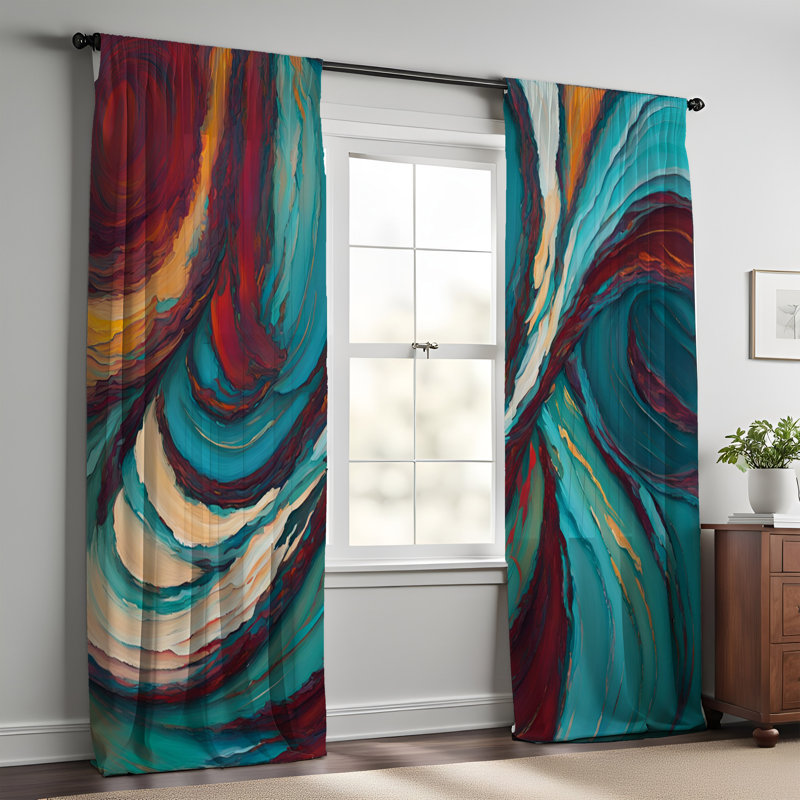 Paire de rideaux semi-transparents en polyester Rosaleah, L 20 po x L 52 po
