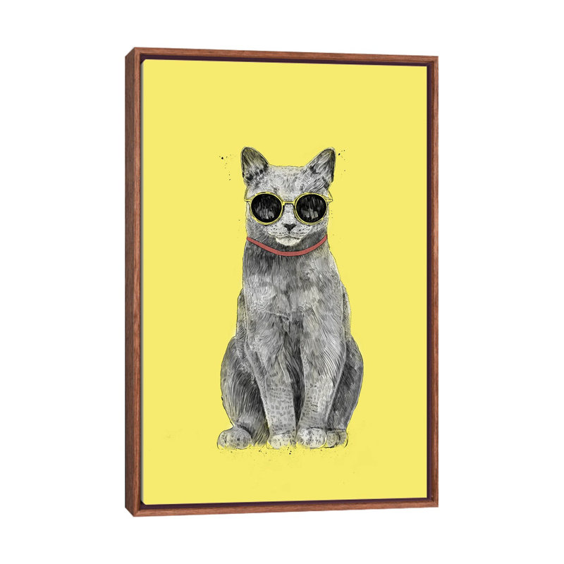 Summer Cat by Balazs Solti - Print on Canvas, Brown Framed, 101.6 cm H x 66.04 cm W