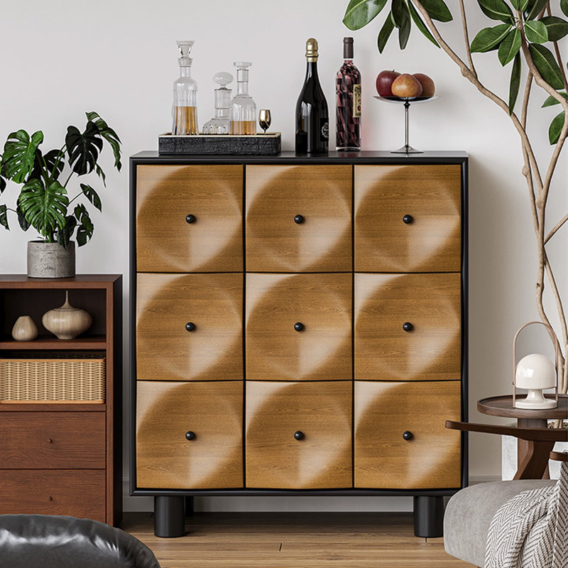 Buffet décoratif rétro en bois de noyer massif