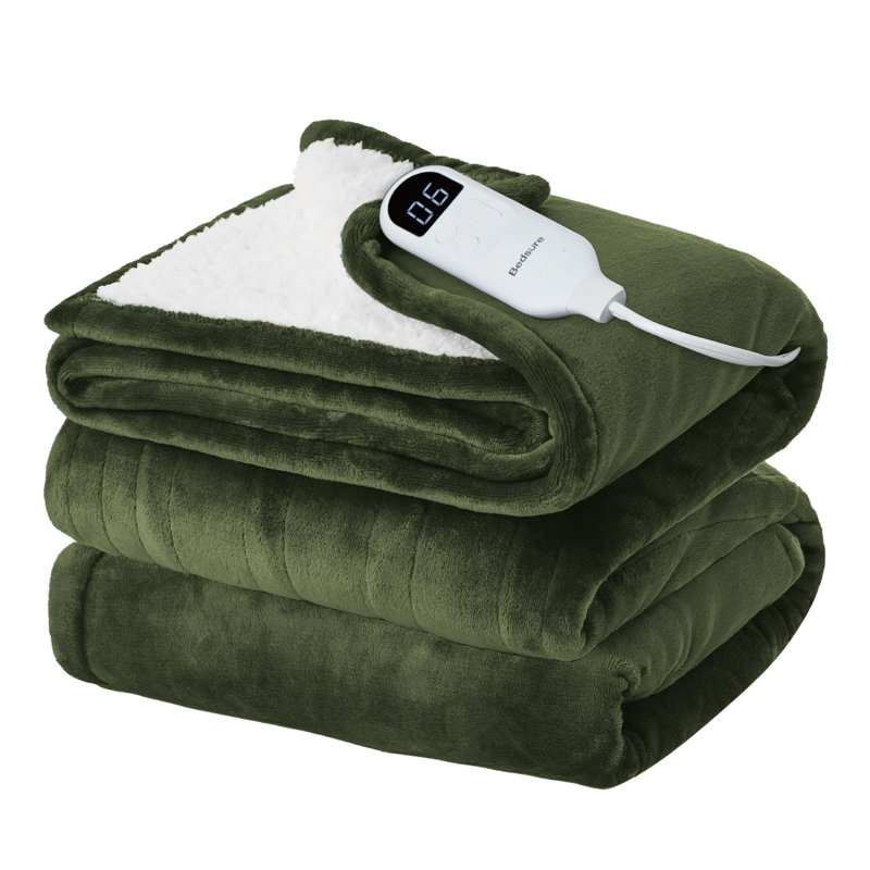 Couverture chauffante pour l'hiver, couverture électrique en flanelle douce avec 4 réglages de temps, 6 réglages de chauffage