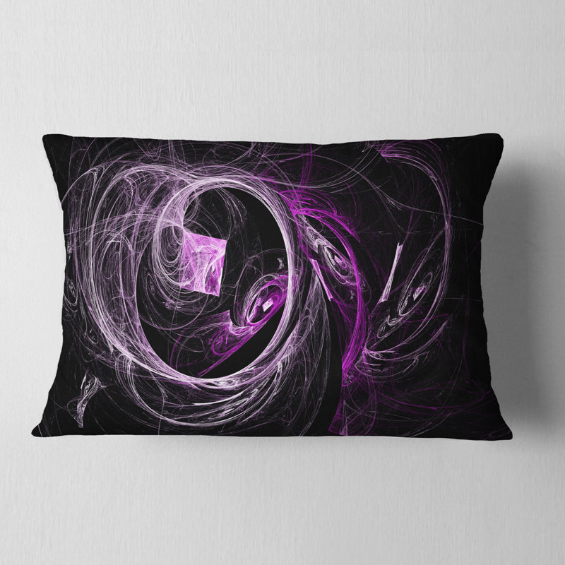 Billow Smoke - Coussin imprimé abstrait, Noir / mauve