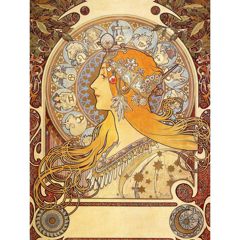 Alphonse Mucha Zodiac 1896 Old Master by Alphonse Mucha - No Frame Print